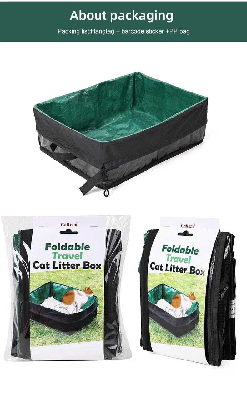 Cat Litter Box Dog Toilet Tray Portable Outdoor Waterproof Reusable Travel Oxford Litter Pan for Outdoor Travel Cat Supplies