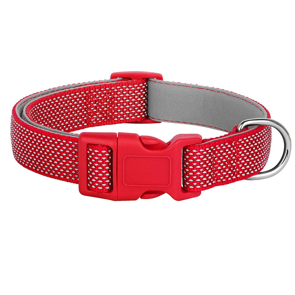 Reflective Pet Dog Collar Durable Nylon Dog Collars Necklace Adjustable Puppy Collars for Small Large Dog Pug Safety In Night