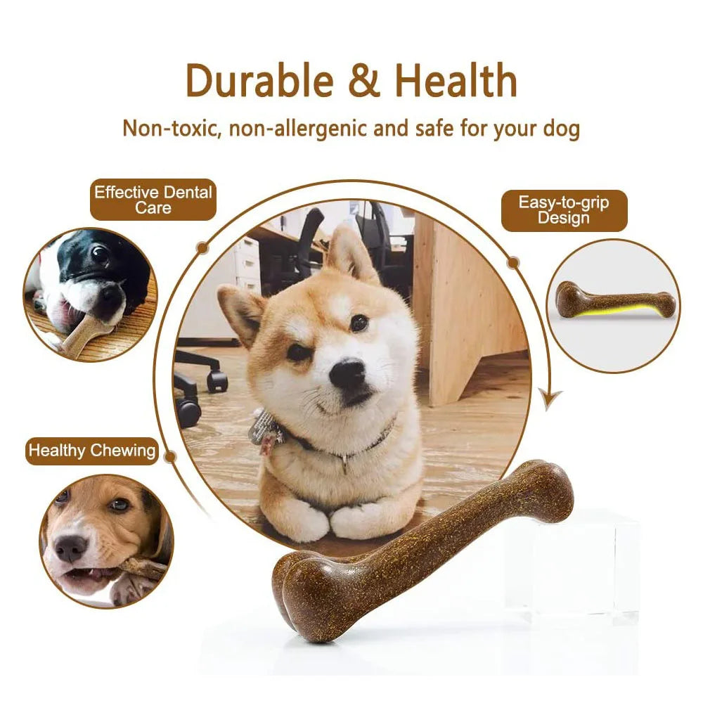 Indestructible Dog Chew Toys for Aggressive Chewers Real Beef Flavor Durable Dog Teething Chew Toy Bone for Large Small Puppies