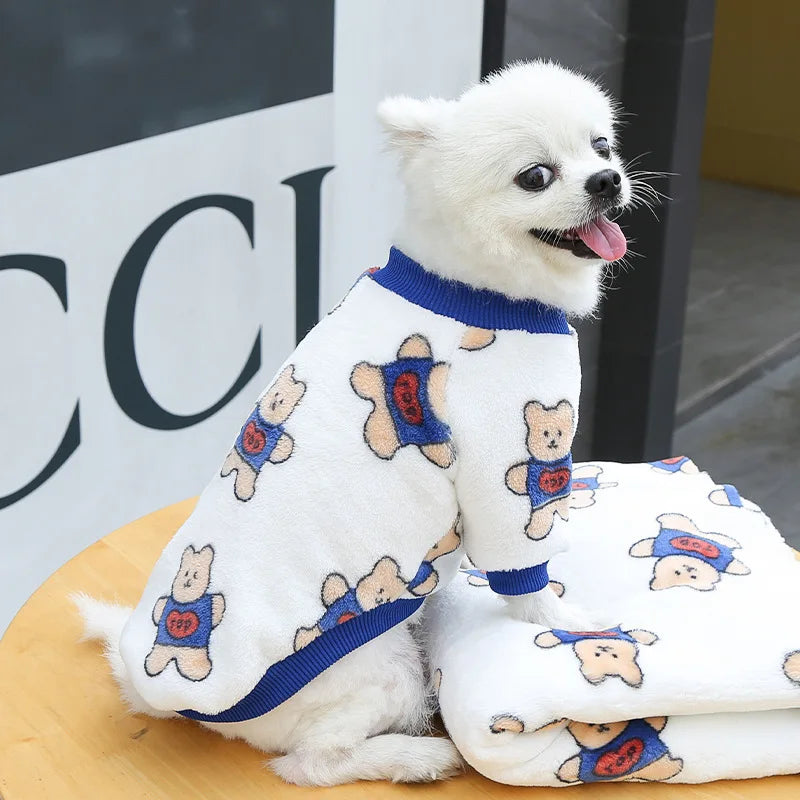 Funny Monkey Print Winter Dog Clothes French Bulldog Flannel Winter Dog Hoodies Medium Puppy Clothing for Cat Christmas Costume