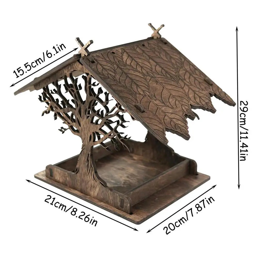 Wooden Hanging Bird Feeder Cottage Hanging Bird House Hanging Birdfeeder For Outdoors Attracts Blue Jays Extra-Large Bird Feeder