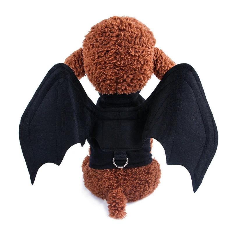 Fancy Cat Clothing Dark Elf Vampire Bat Halloween Black Dress With Bells Cosplay Lifelike Wings High Quality Christmas Costume
