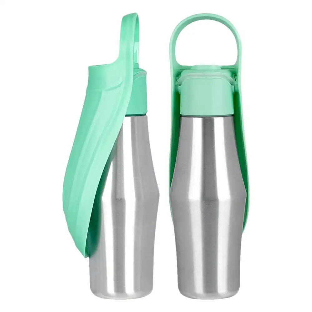 Portable Water Bottle For Dogs 27oz Stainless Steel Travel Water Dispenser Pet Accessories 2 In 1 Dog Water Bowl For Most Sizes