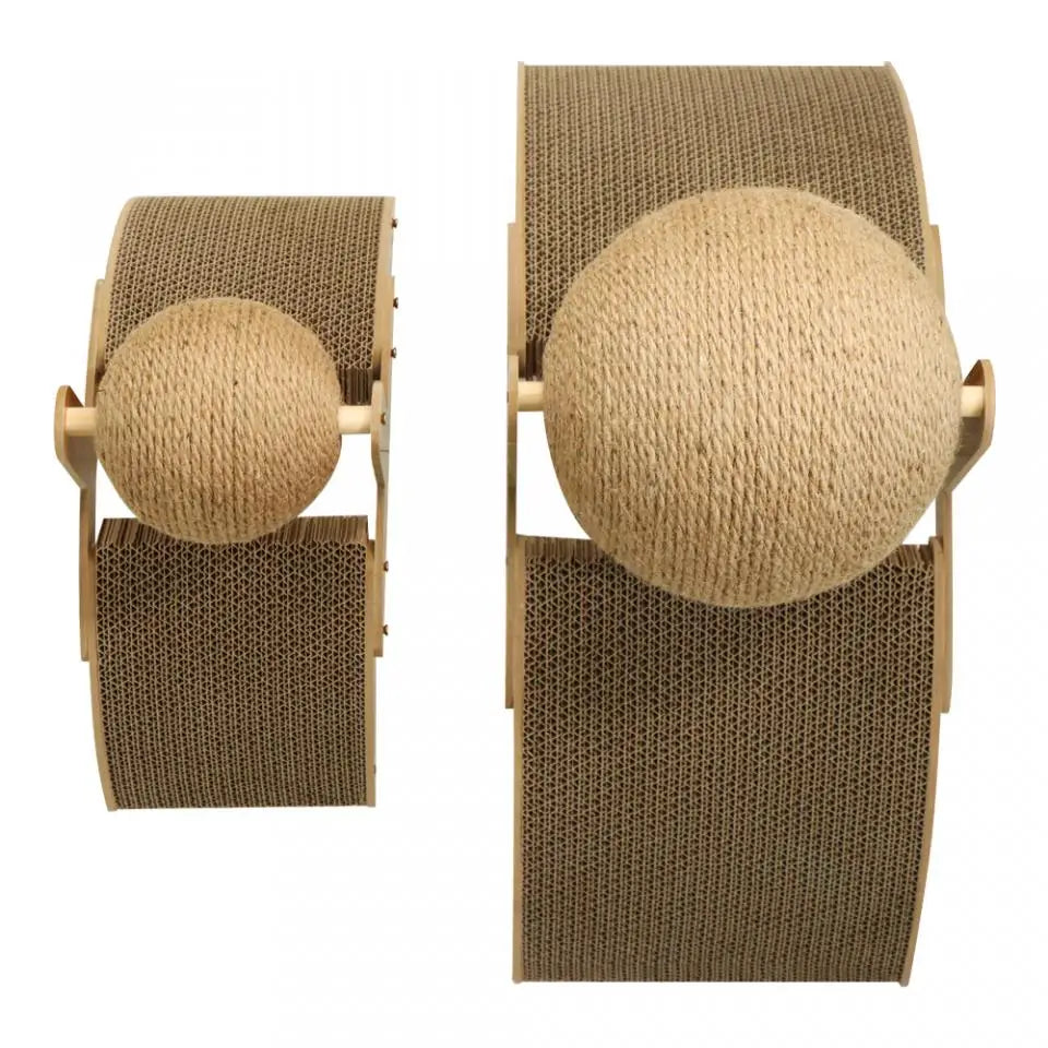 Cat Scraper Wooden Cat Scratcher Scratching Board 2 In 1 Wear-Resistant Grinding Paw Solid Wood Sisal Rope Ball Pet Furniture
