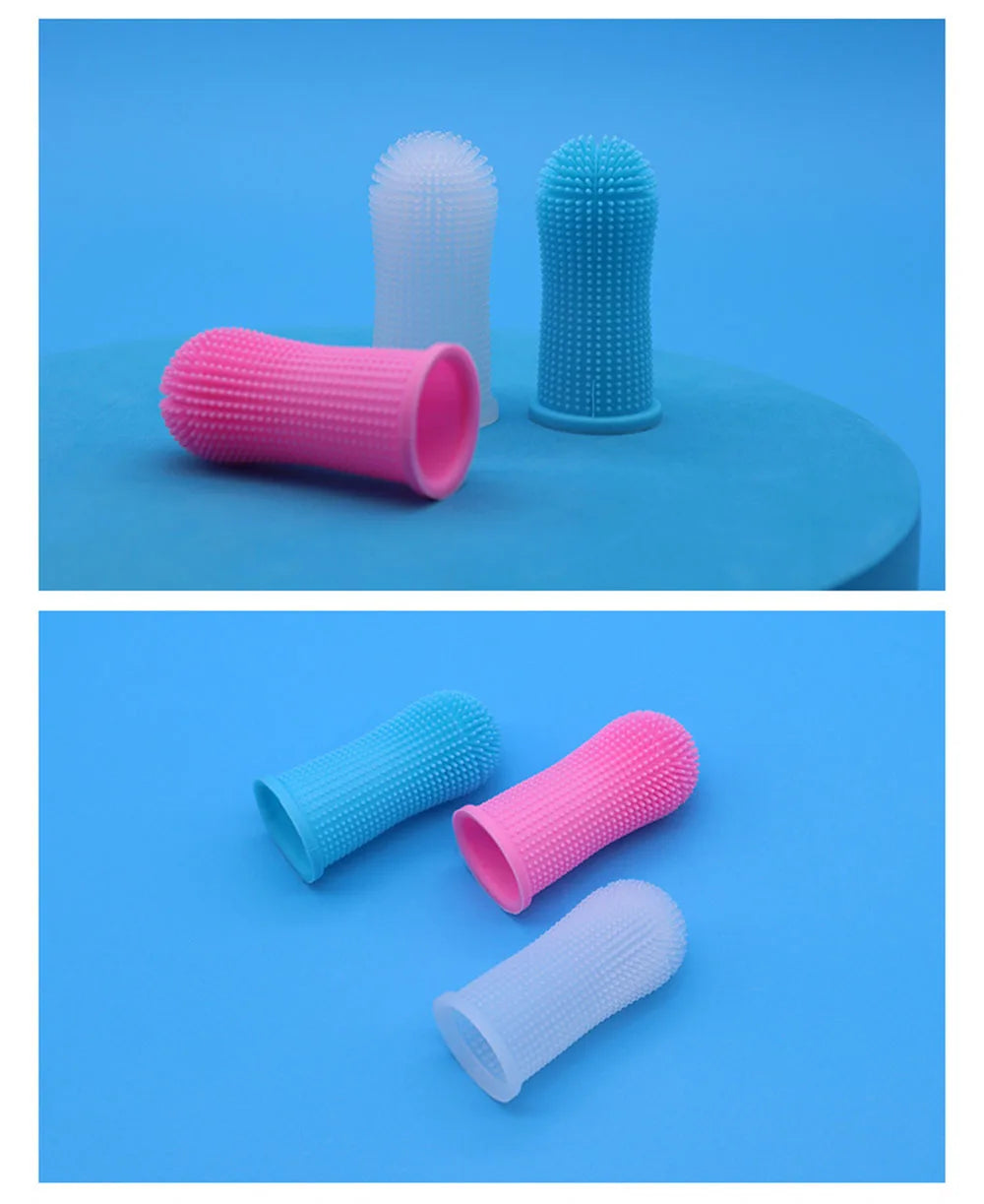 360-degree Dog Finger Toothbrush Extra Soft Pet Toothbrushes Silicone Teeth Cleaning Tools for Cats Puppies Dental Care Supplies