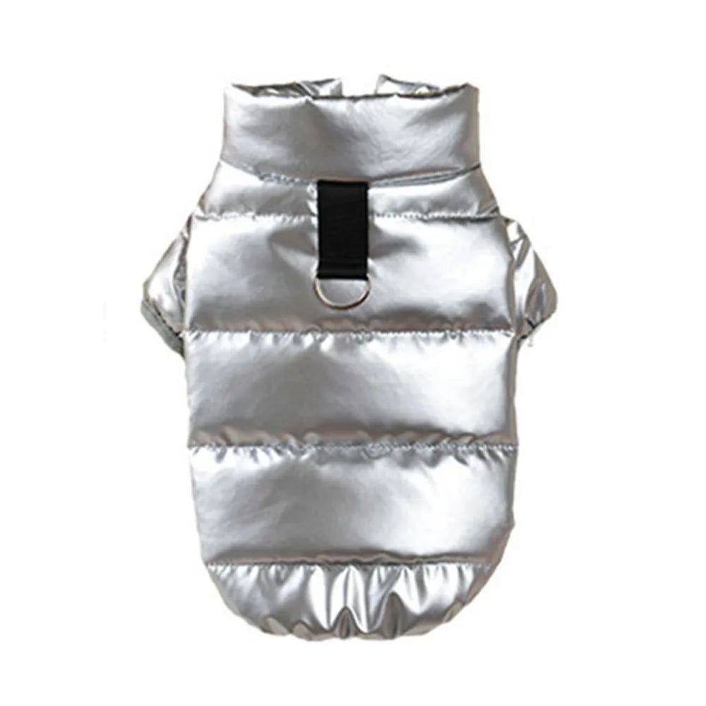 Puppy Pet Dog Clothes Outdoor Windproof Waterproof Leather Dog Coat Winter Warm Padded Jacket for Dogs and Cats in Cold Weather
