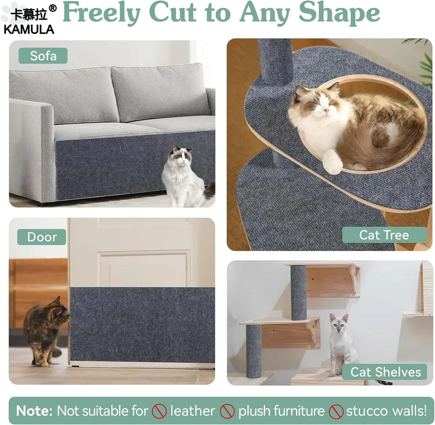 Wall Anti Cat Scratch Sofa DIY Cats Scratch Board Sofa Protection Paws Sharpen Trimmable Self-adhesive Carpet Cats Scratch Board