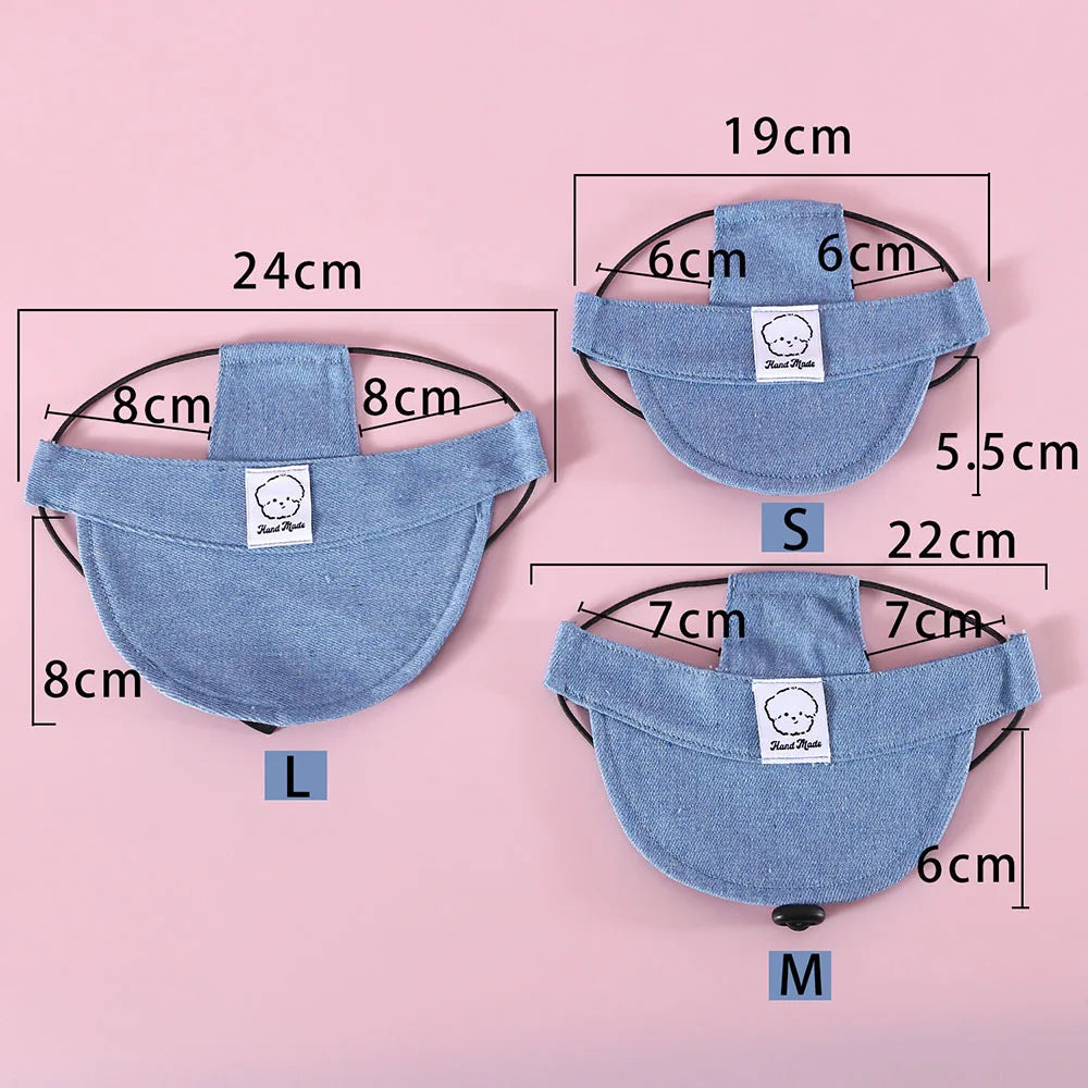 Dog Hat with Ear Holes Fashionable Denim Dog Baseball Outdoor Cap Adjustable Summer Travel Sport Hat for Small Medium Large Dogs