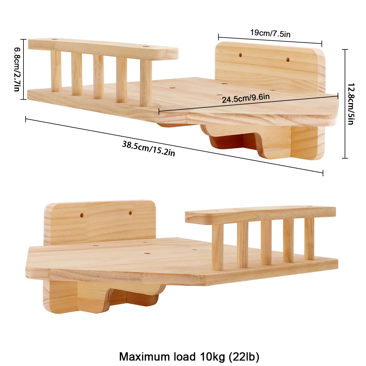 Cat Wall Mounted Wooden Climbing Shelves Cat House and Hammock for Platform and Ladder Turning Channel for Cat Indoor Furniture