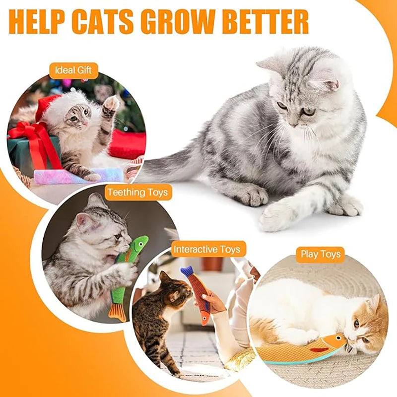 Cat Toys Saury Fish, Soft Durable Cat Catnip Crinkle Sound Toys Pet Accessories, Interactive Cat Kicker Toys for Indoor Kitten