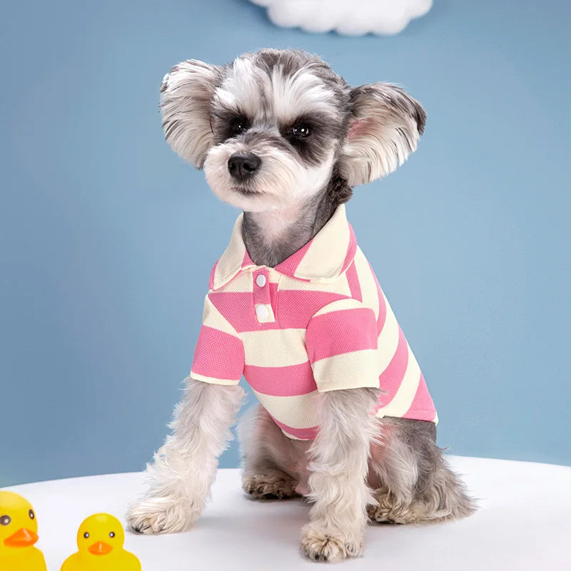 Striped Pet Polo Shirt Summer Dog Clothes for Small Dogs Cotton Puppy Vest Chihuahua Bichon Costume Cat T Shirt Dog Undershirt