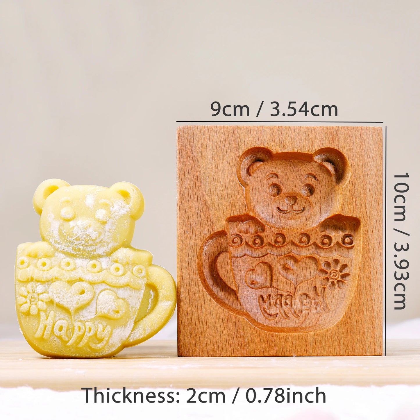 1PC Wood Cookie Mold, Animals Patterns, 3D Carved Embossed Biscuit Cutter Moulds, Fish, Bird, Bear, Sheep, Tiger, Horse, Squirre