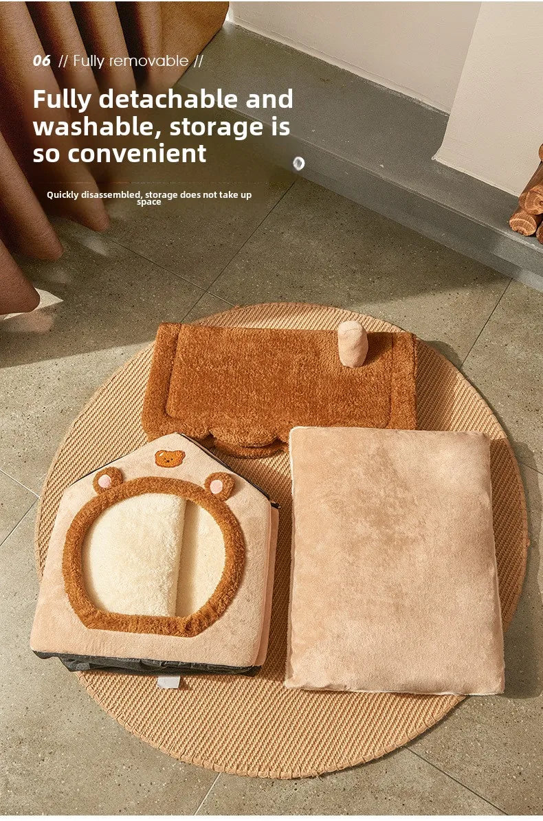 The kennel is universal in all seasons, the house type is small, the dog can be dismantled and washed, the dog house cat litter