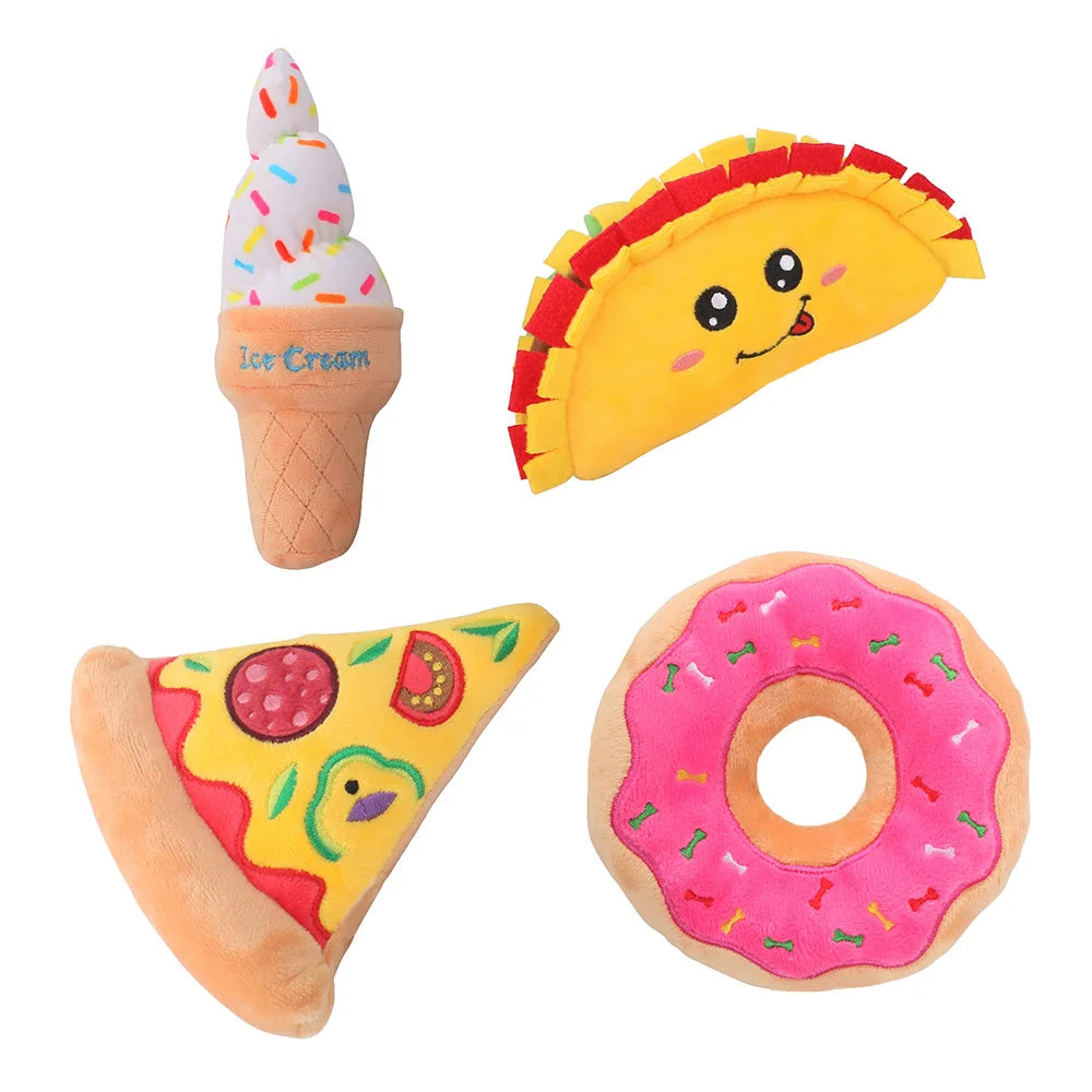 Dog Plush Toy Spot Wholesale Plush Stuffed Ice Cream Pet Toys Squeaking Sound Dog Toys Fleece Squeak Toys