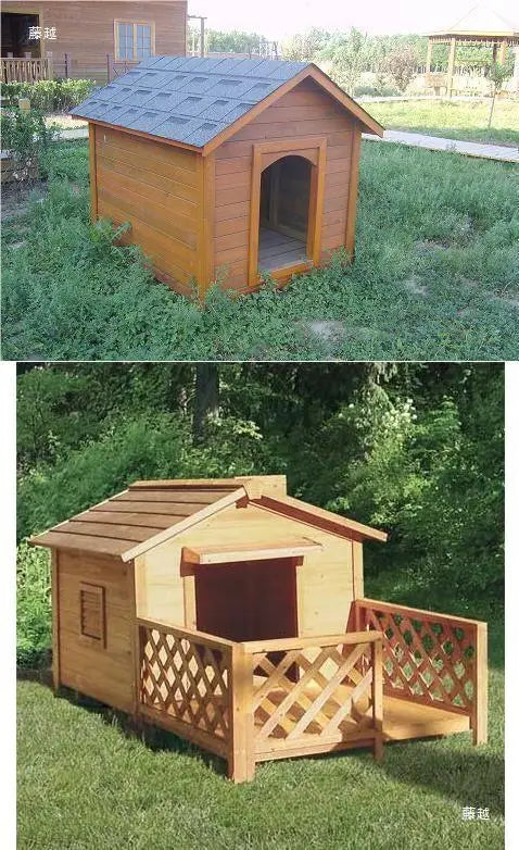Outdoor solid wood preservative wood kennel with doors and windows kennel cat house pet house cat kennel carbonize
