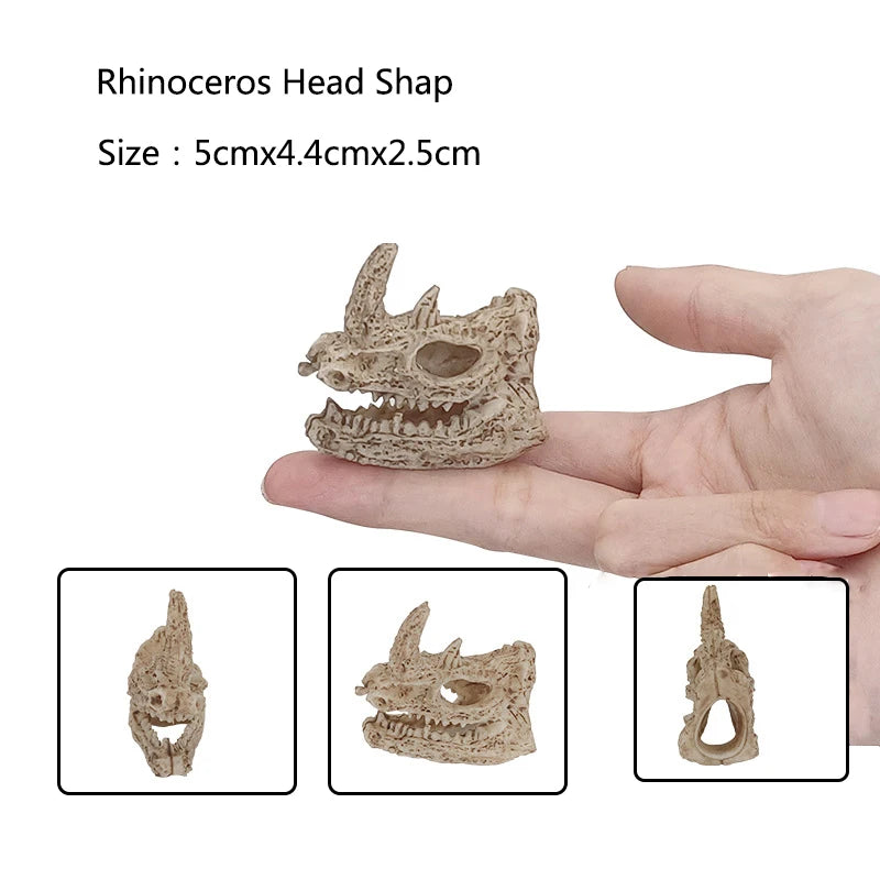 Aquarium Ornaments Decoration Resin Rhinoceros Horned Skull Goat-Head Shape Fish Tank Spider Scorpion Lizard Aquariums Shelter