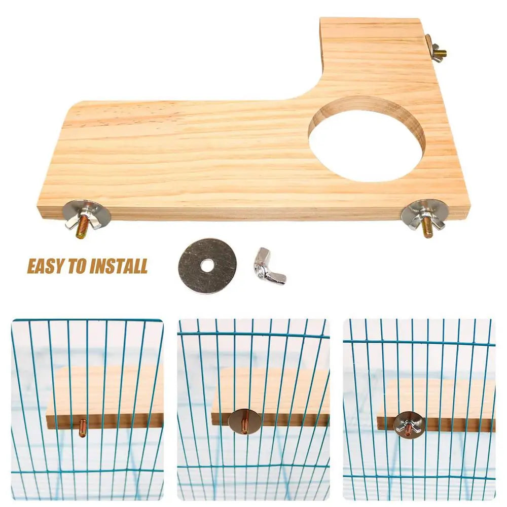 4 Pieces Hamster Wood Platform Set Wood Round Station Board L-shaped Round Hole Standing Platform Hamster Cage Accessories