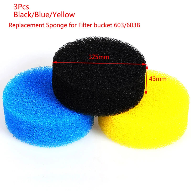 Biochemical Aquarium Cotton Sponge For Filter Bucket 602/603 Fish Tank Filtration Foam Blue Spongs Aquarium Accessories 3Pcs