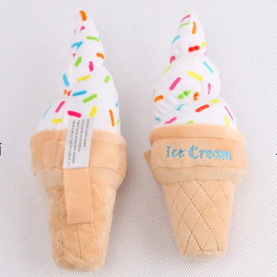Dog Plush Toy Spot Wholesale Plush Stuffed Ice Cream Pet Toys Squeaking Sound Dog Toys Fleece Squeak Toys