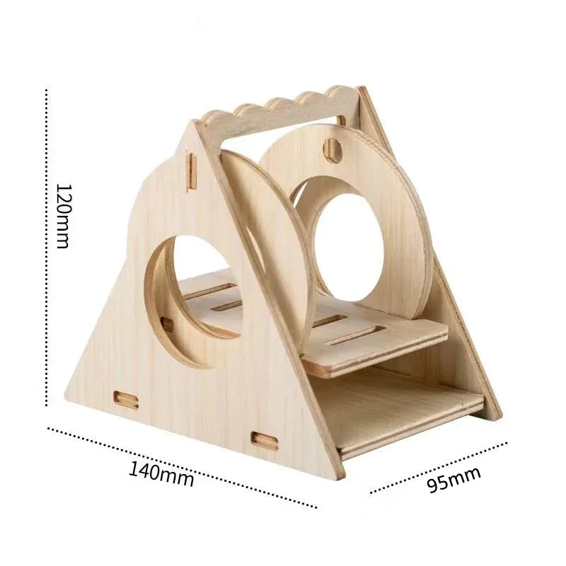 Smooth Hamster Hideaway Wooden Hamster House with Climbing Ladder Small Pet Castle Arch Bridge for Dwarf Mice Gerbils Small Pets