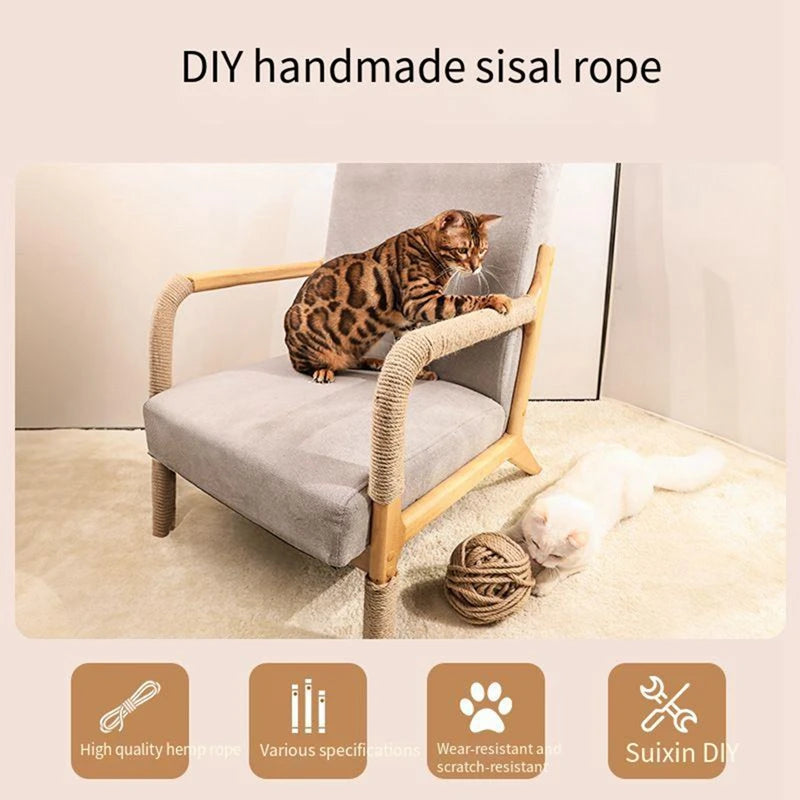 20/50M Cat Scratch Resistant Tight and Durable Scratch Pole Climbing Frame Fine Sword Hemp Rope Pet Cat Scratchers