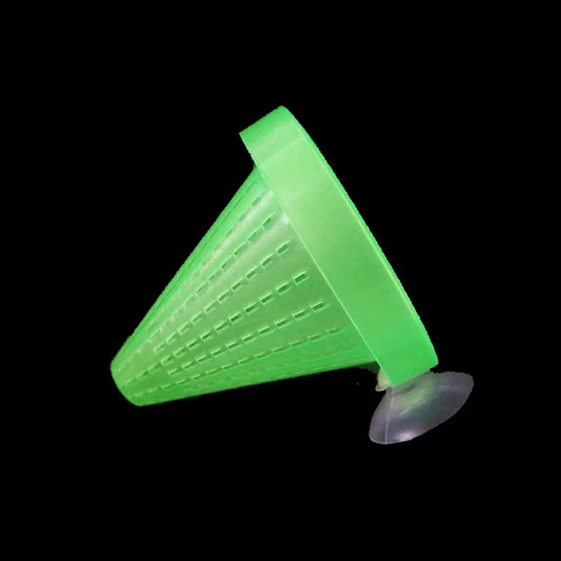 1pcs Plastic Feeder Set With Suction Cup For Aquarium Red Worm Feeding Fish Tank Cone Live Food Tapered Hopper Basket Supplies