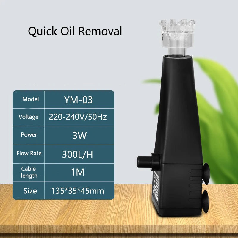 5W Aquarium Surface Oil Skimmer Filter Mute Auto Oil Film Processor Remove Tool for Aquarium Fish Tank Water Filtration 220-240V