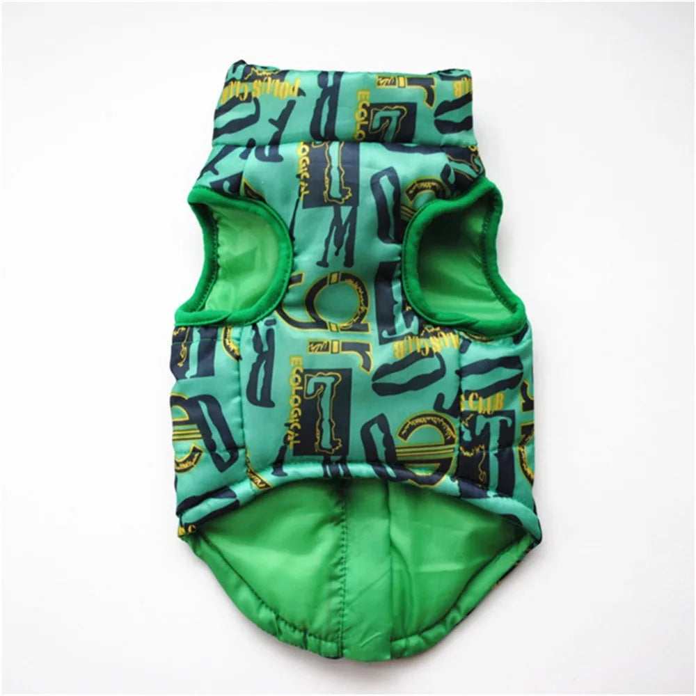 Windproof Pet Vest Jacket Winter Warm Big Dog Clothes Puppy Harness Clothing Funny Printed Coat for Small Medium Dogs Cats XS-XL