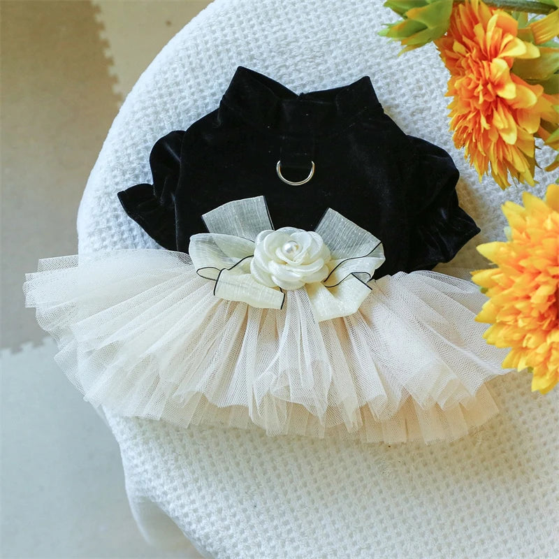 Sweet Princess Female Puppy Summer Clothes Wedding Party Dress for Dogs White Lace French Bulldog Small Medium Pet Cat Clothing