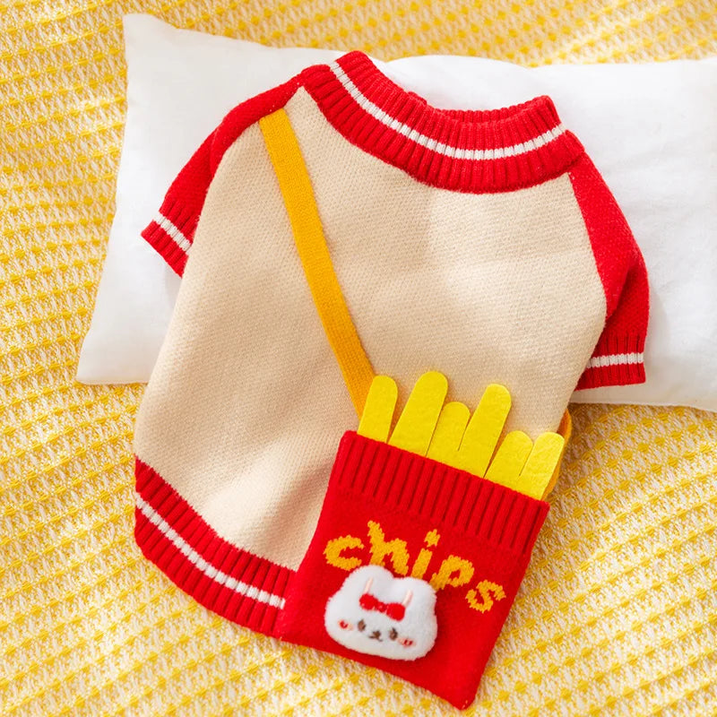 Sweater for Dog Cute Dog Clothes with Bag Autumn Winter Warm Costume Pet Cat Dog Knitted Coat Korean Bichon Chihuahua Clothing
