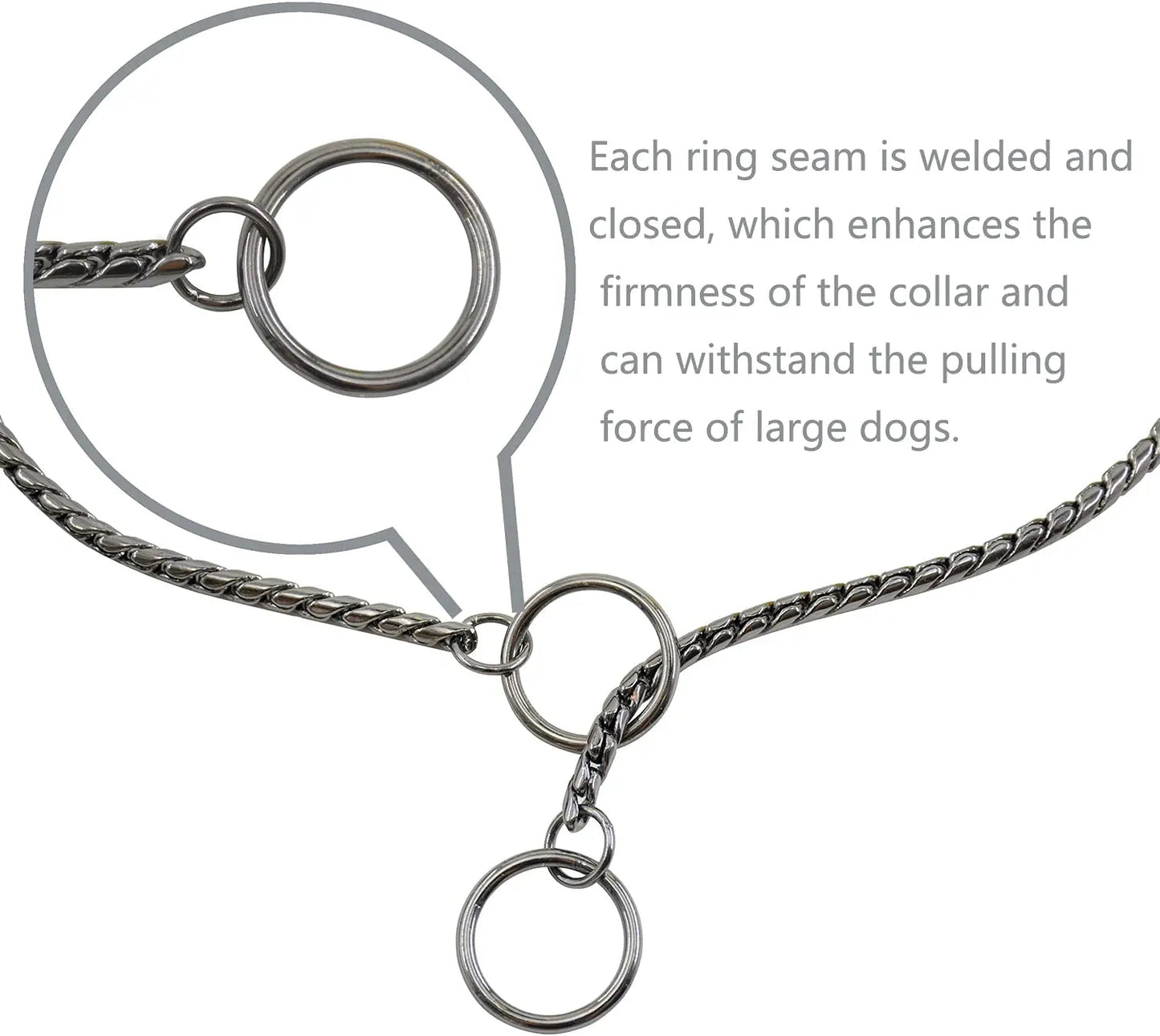 Dog P Chrome Plated Metal Dog Training Choke and Collar, Fully Guaranteed, Against Rust Tarnish or Breakage, Recommended