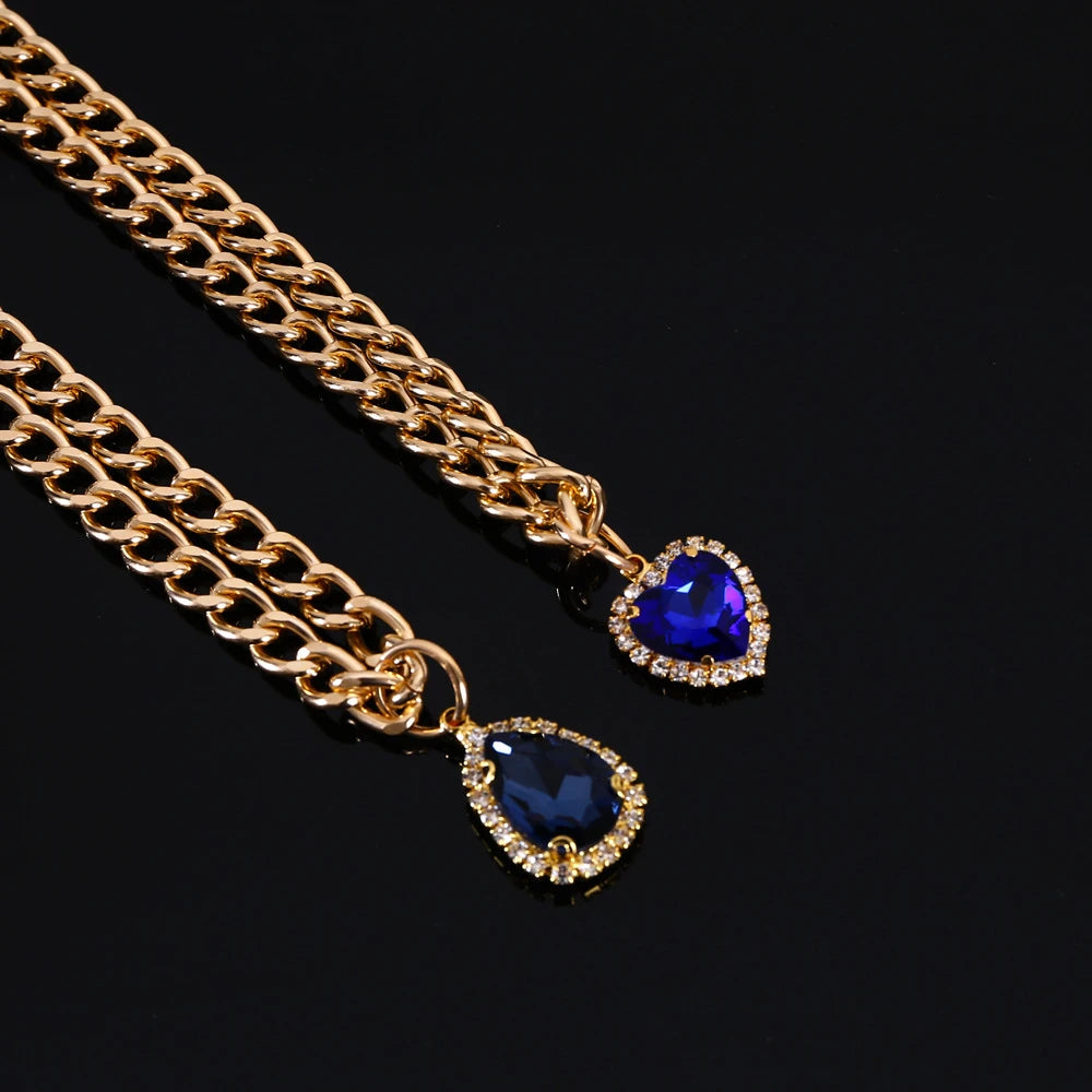 Luxury Dog Cat Necklace Jewelry with Heart Diamond Pendant Design Gold Chain Collar Pet Wedding Birthday Costume Accessories