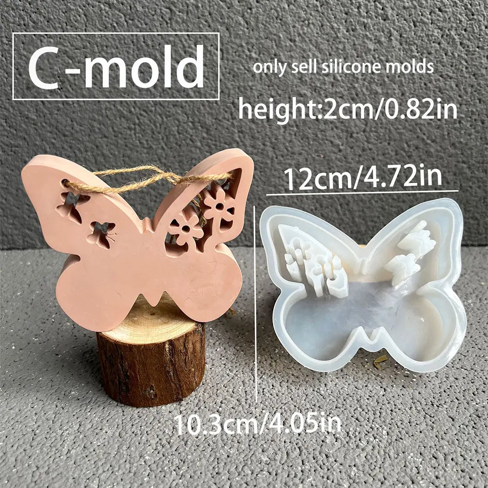 3D Bird Animal Mold Cute Butterfly Plaster Hanging Decoration Resin Silicone Clay Mold DIY Lovebird Garden Decoration