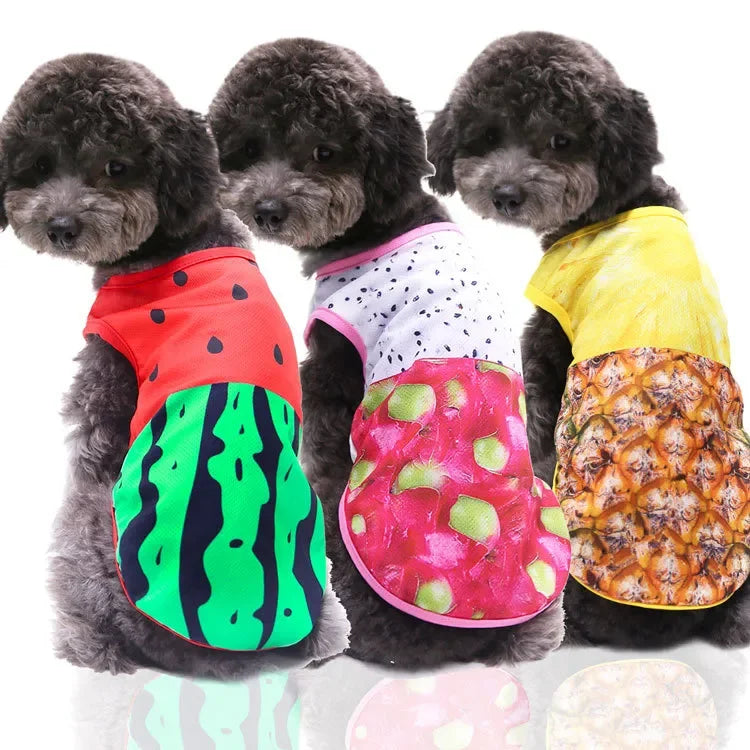 Summer Small Dog Shirt Clothes Vest Down Jacket Cartoon Cute Chihuahua Tshirt Puppy Yorkshire Terrier Puppy Bulldog Ropa Perro