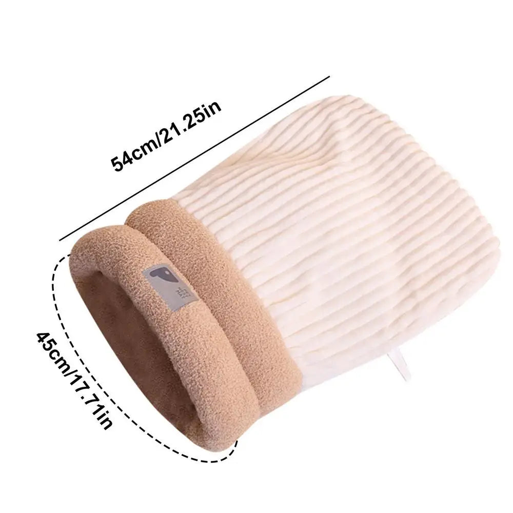 Cat Winter Sleeping Bag Thickened Warm Cat Snuggle Sack 360 Wrap Comfortable Cat Beds For Indoor Cats Washable Soft Plush House