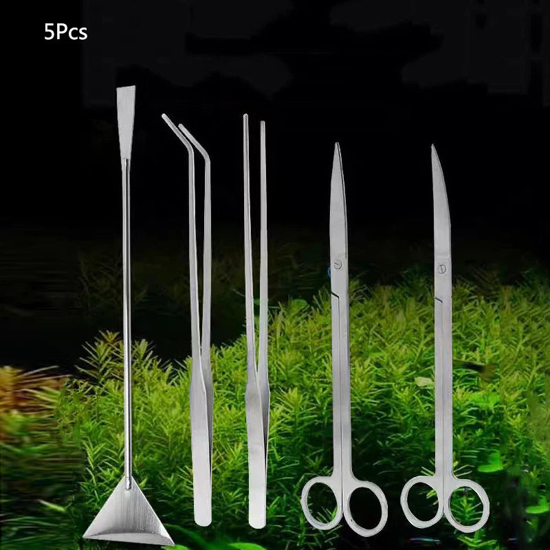 Stainless Steel Aquarium Tank Tools Kit Fish Tanks Aquatic Plants Grass Scissor Tweezers Shovel Kit Aquarium Maintenance Tools