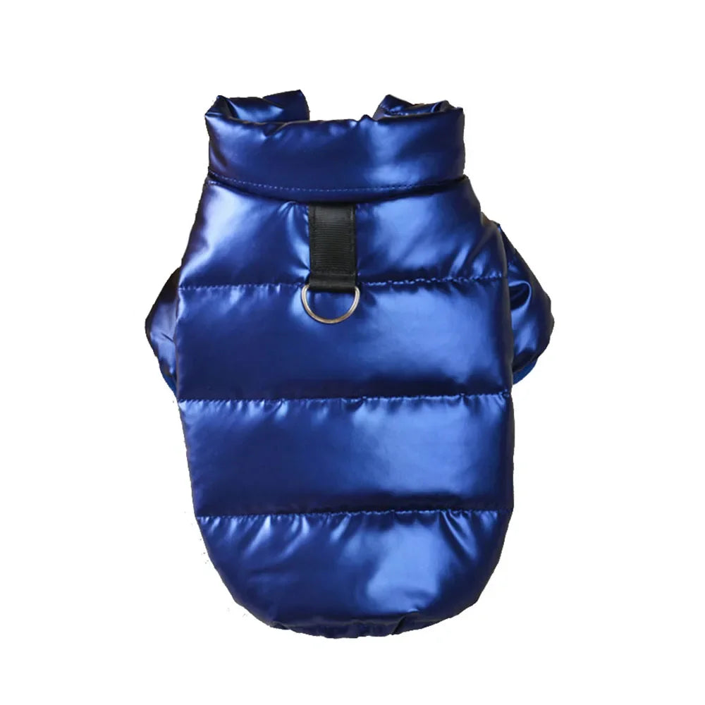 Puppy Pet Dog Clothes Outdoor Windproof Waterproof Leather Dog Coat Winter Warm Padded Jacket for Dogs and Cats in Cold Weather