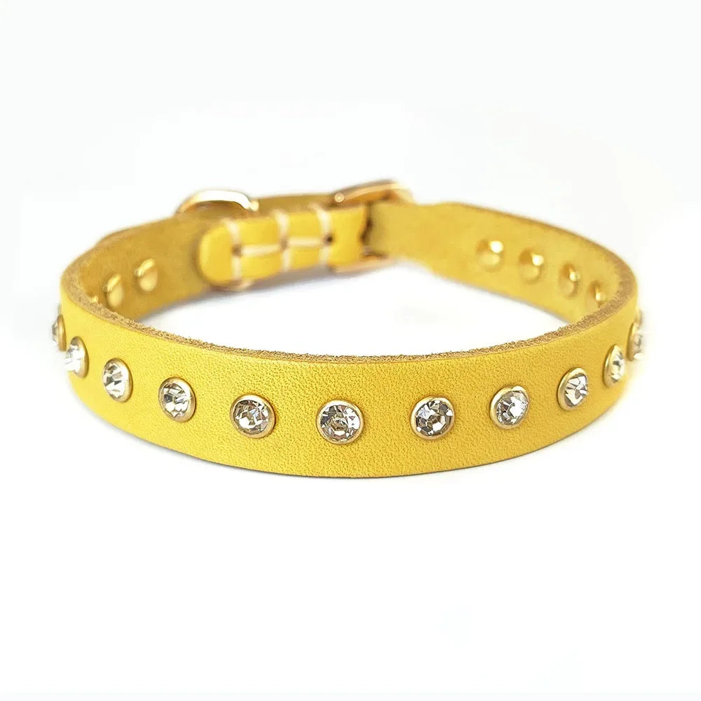 Soft Real Leather Cat Collar Non Breakaway Kitten Collar for Girl Boy Studded Leather Pet Collar for Puppy Small Cat Accessories