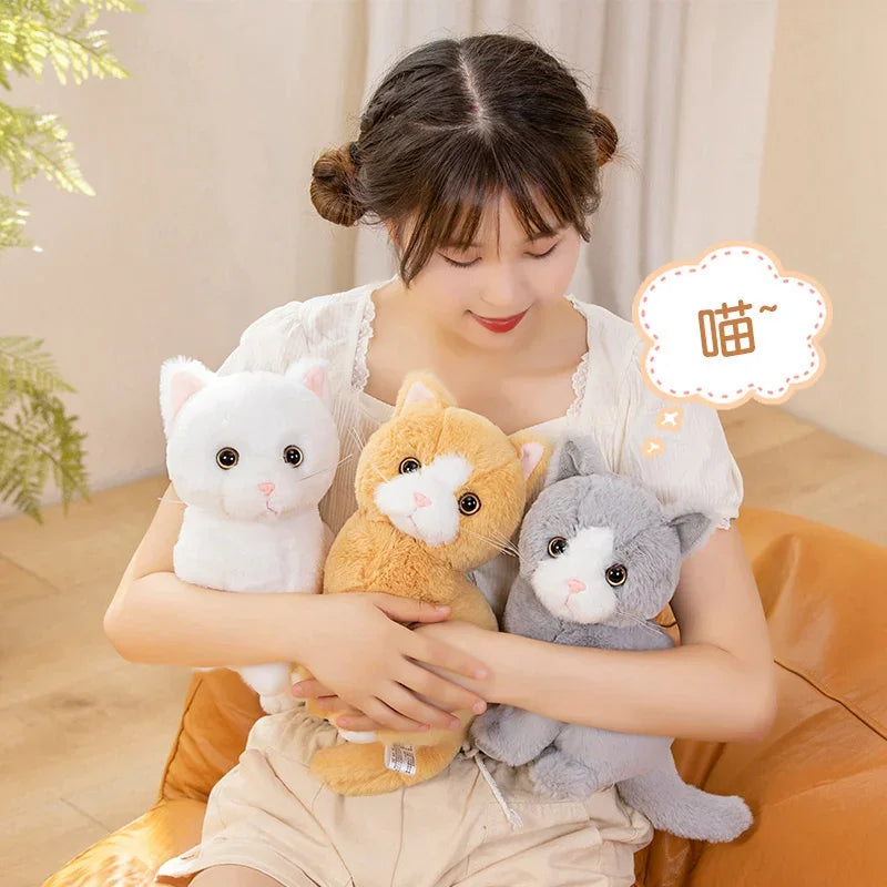 26cm Simulation Grey White Black Cat Plush Toy Cartoon Sitting Lifelike Kitten Animal Cats Artificial Touch Doll Gift for Kids