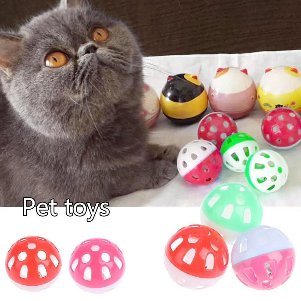 Pet Toys Colorful Kitten Toy Ball Plastic Hollow Bell Ball Interactive Ball Fun Training Chasing Cats And Dogs Pet Ball Pet Toy