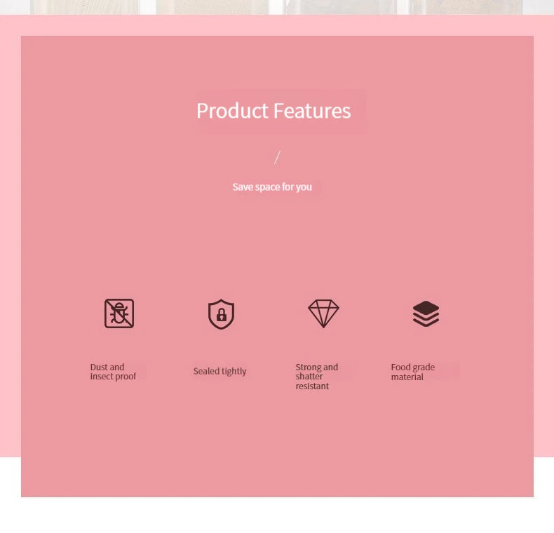 7pcs/set Food Storage Containers Plastic with Lids Kitchen Storage for Rice Sugar Flour Pasta Cereal Storage Containers