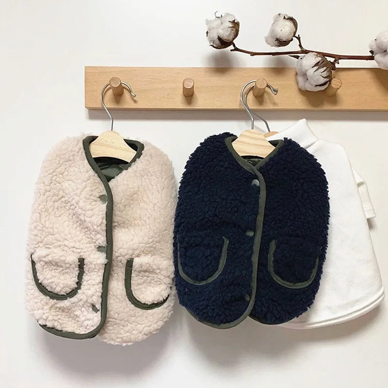 Winter Fleece Dog Clothes Pet Dog Coat and Scarf Set Chihuahua Bichon French Bulldog Costume Puppy Vest Pet Cardigan Clothing