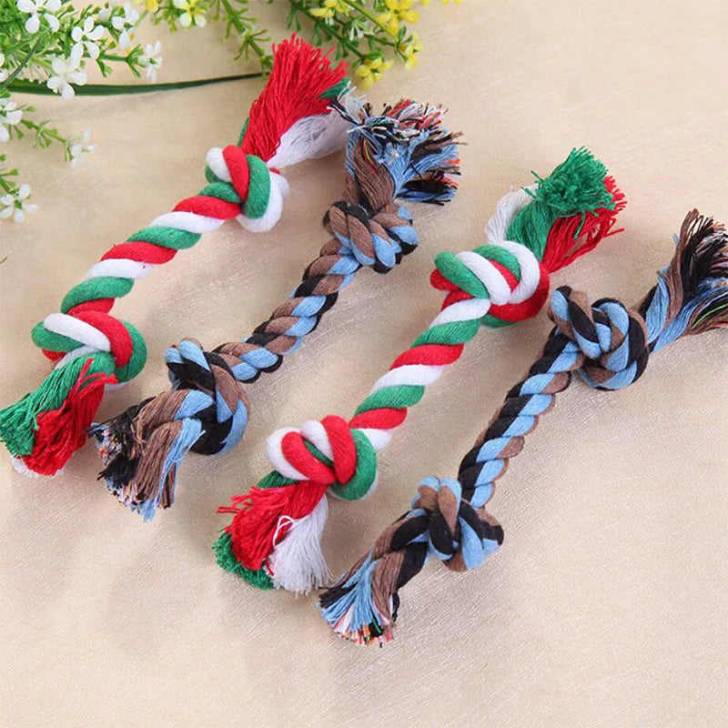 1Pcs Cotton Chew Pets dogs Toys Puppy Durable Braided Bone Knot Rope 27CM Tooth Cleaning Tool Pet Products Dropshipping Center