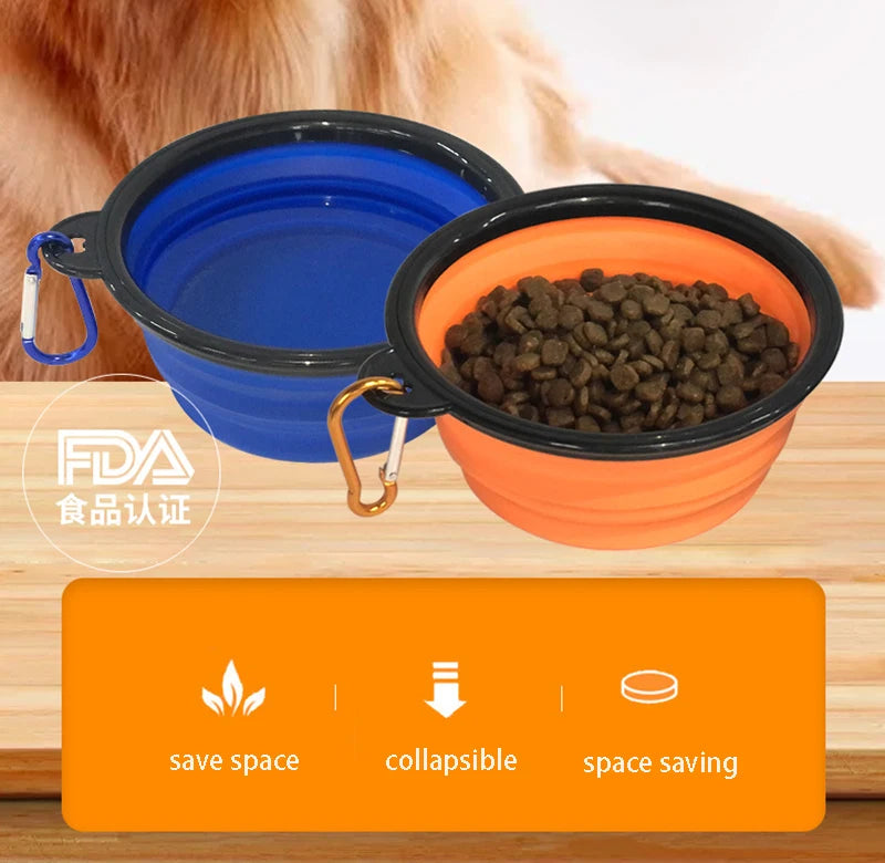 350/1000ml Large Collapsible Dog Pet Folding Silicone Bowl Outdoor Travel Portable Puppy Food Container Feeder Dish Bowl