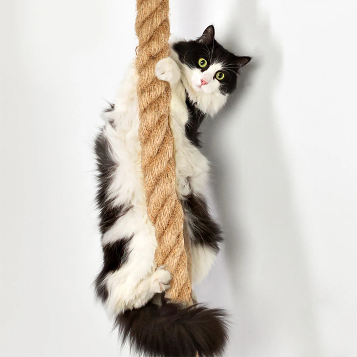 Cat Wall Shelf Perch Cat Stair with Jute Rope Cat Tree Wooden Cat Climbing Steps Kitten Training Tower Platform Pet Furniture
