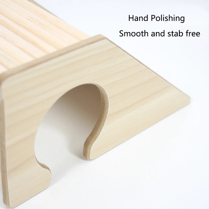 Smooth Hamster Hideaway Wooden Hamster House with Climbing Ladder Small Pet Castle Arch Bridge for Dwarf Mice Gerbils Small Pets