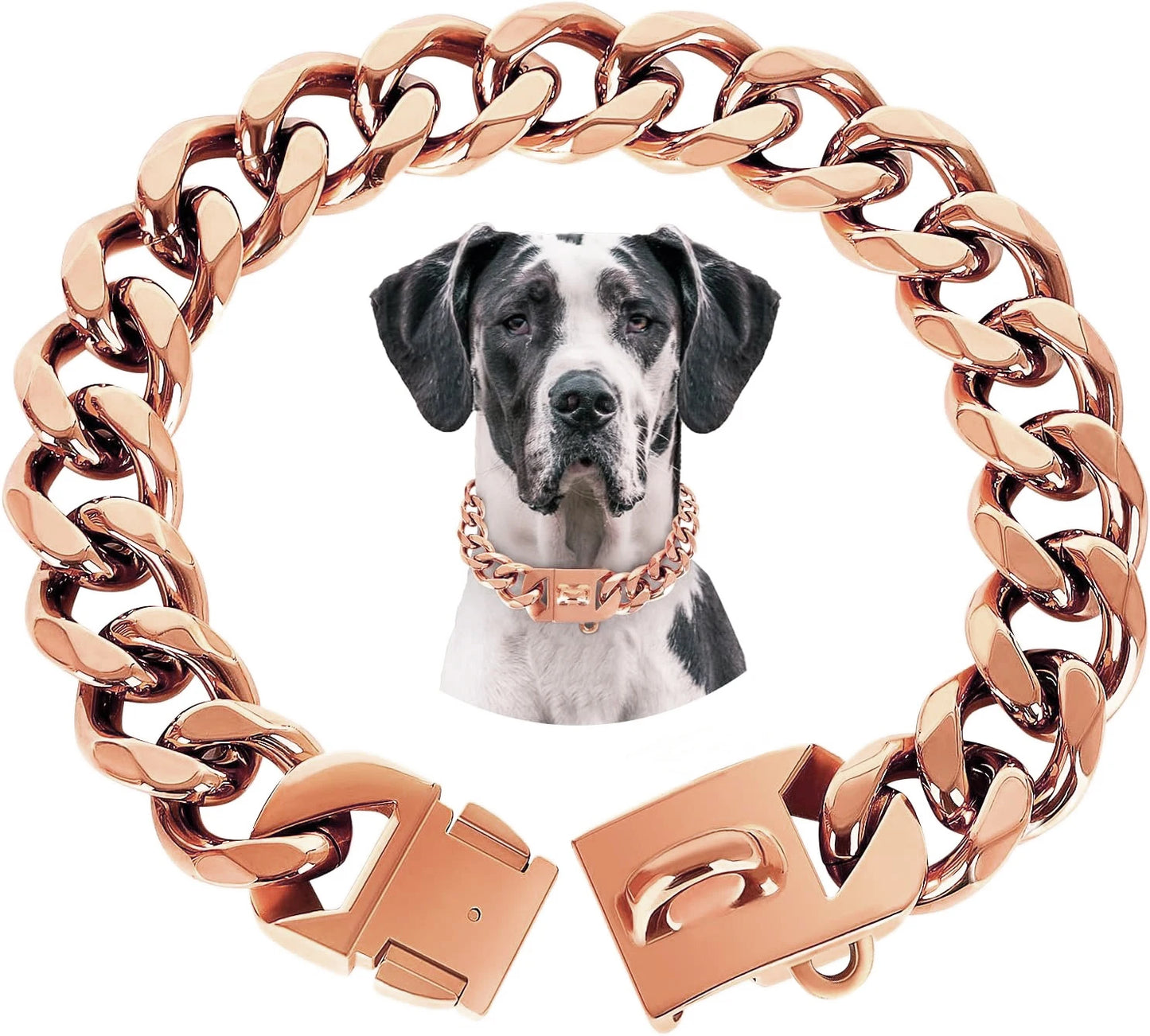 23MM Gold Dog Collar,Dog Chain Collars with Cuban Link Dog Collar,Heavy Duty Training Collar Chew Proof for Medium Dogs