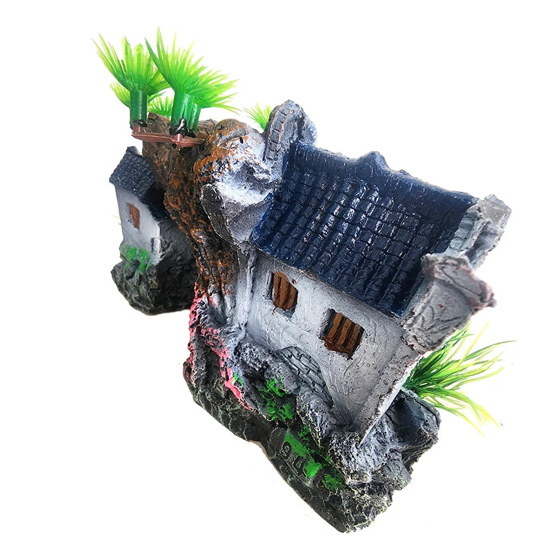 Resin Aquarium Rockery Mountain Decoration Artificial View Rock Cave Stone Tree Fish Tank Ornament Pet Supplies Home Decor New