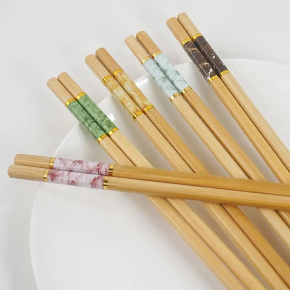 Green And Healthy Natural Bamboo Chopsticks 5 Pairs New Home Use Mildew-proof And High Temperature Resistant Environmentally