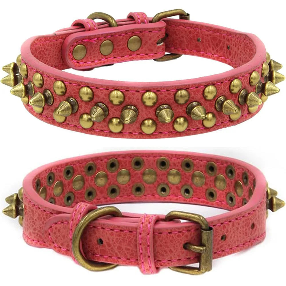 Spiked Dog Collar Mushroom Rivet PU Leather Dog Collars Adjustable Spike Studded Pet Collar for Pitbull Mastiff Husky Rottweiler